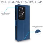 Oppo F25 Pro 5G Flip Cover Leather Finish | Inside TPU with Card Pockets | Wallet Stand and Shock Proof | Complete Protection Flip Case (Blue)