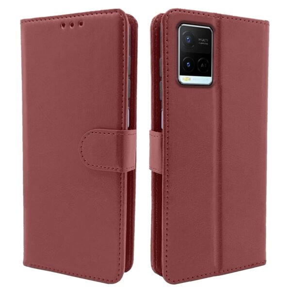 Vivo Y21 2021 Flip Cover Leather Finish Wallet Back Case for Vivo Y21 2021 (Brown)