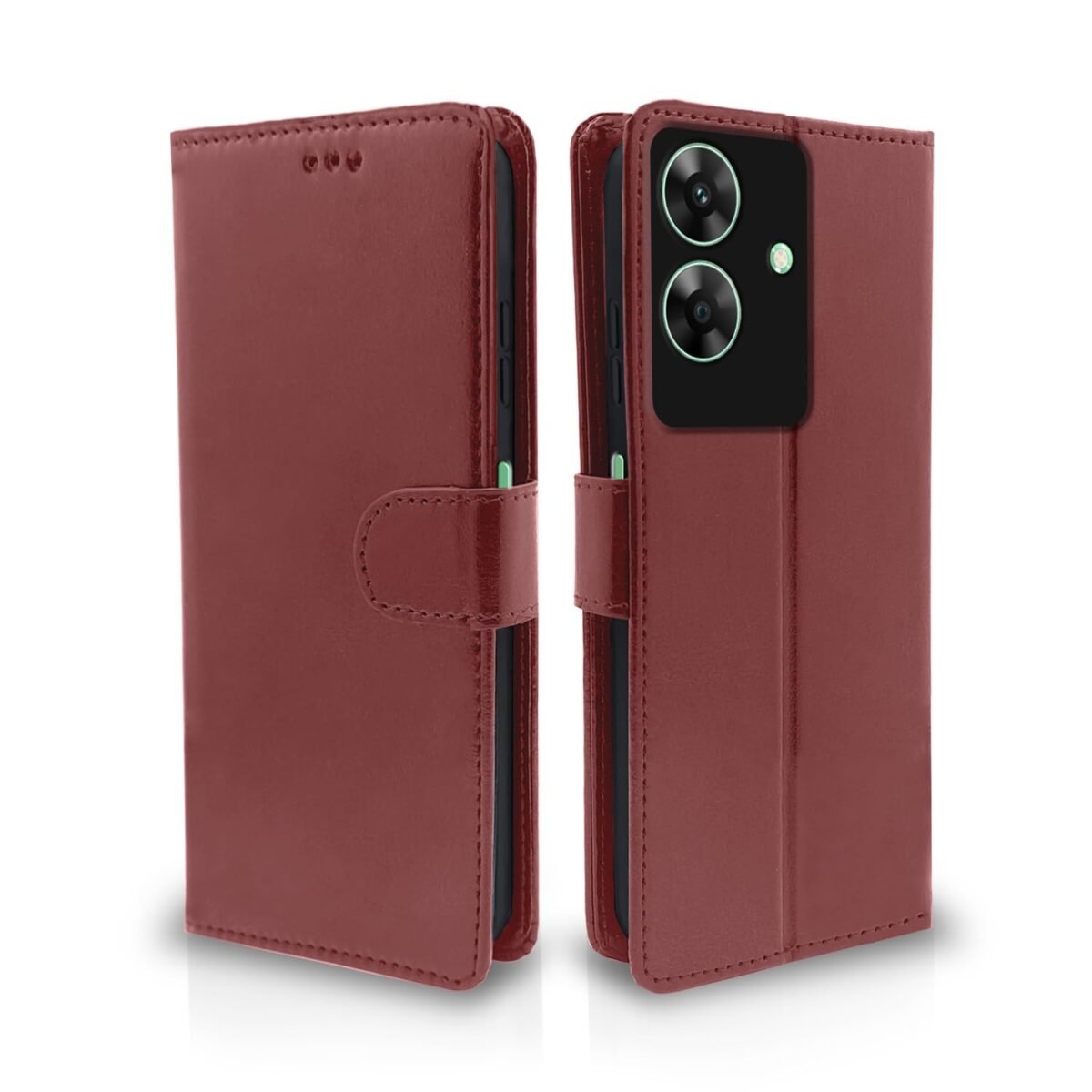 Flip Cover Leather Finish | Inside TPU with Card Pockets | Wallet Stand and Shock Proof | Complete Protection Flip Case for Realme C61 / Realme Narzo N61 (Brown)