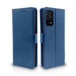 Oppo A55 Flip Case Leather Finish | Inside TPU with Card Pockets | Wallet Stand and Shock Proof | Magnetic Closing | Complete Protection Flip Cover (Blue)