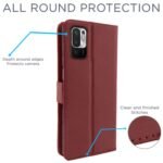 Mi Redmi Note 10T 5G / Poco M3 Pro 5G Flip Case Leather Finish | Inside TPU with Card Pockets | Wallet Stand and Shock Proof | Magnetic Closing | Complete Protection Flip Cover (Brown)