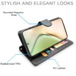 Vivo Y200 5G Flip Cover Leather Finish | Inside TPU with Card Pockets | Wallet Stand and Shock Proof | Complete Protection Flip Case (Black)