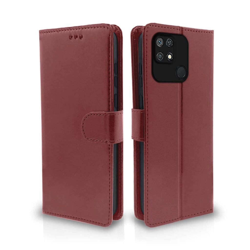 Mi Redmi 10/10 Power Flip Cover | PU Leather Finish | 360 Protection | Wallet & Stand | Strong Magnetic Flip Case for Mi Redmi 10/10 Power (Brown)