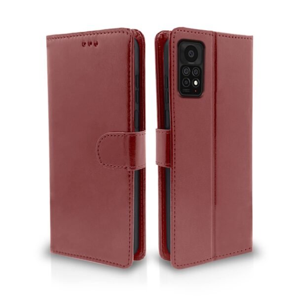 Mi Redmi Note 11 Pro/Pro Plus 5G Flip Cover | PU Leather Finish | 360 Protection | Wallet & Stand | Strong Magnetic Flip Case for Mi Redmi Note 11 Pro/Pro Plus 5G (Brown)