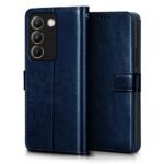 Shock Proof Flip Cover Back Case Cover for Vivo Y200e 5G | Vivo T3 5G (Flexible | Leather Finish | Card Pockets Wallet & Stand | Blue)