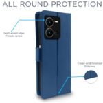 Vivo Y35 Flip Case Leather Finish | Inside TPU with Card Pockets | Wallet Stand and Shock Proof | Magnetic Closing | Complete Protection Flip Cover for Vivo Y35 (Blue)