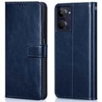 Shock Proof Flip Cover Back Case Cover for Realme 10 4G (Flexible | Leather Finish | Card Pockets Wallet & Stand | Blue)