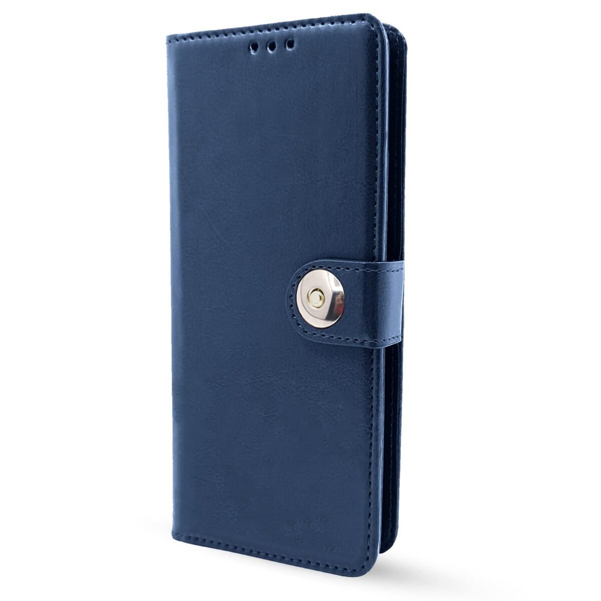 Oppo Reno 8T 5G Flip Cover Leather Finish | Inside TPU with Card Pockets | Wallet Stand and Shock Proof | Complete Protection Button Flip Case (Blue)