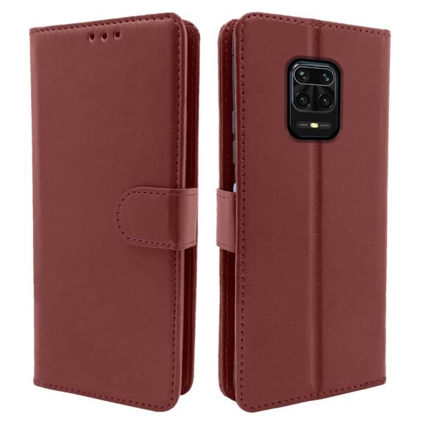 Redmi Note 9 Pro/Note 9 Pro Max/Poco M2 Pro/Redmi Note 10 Lite Flip Cover Leather Finish | Inside TPU with Card Pockets | Wallet Stand | Complete Protection Flip Case (Brown)