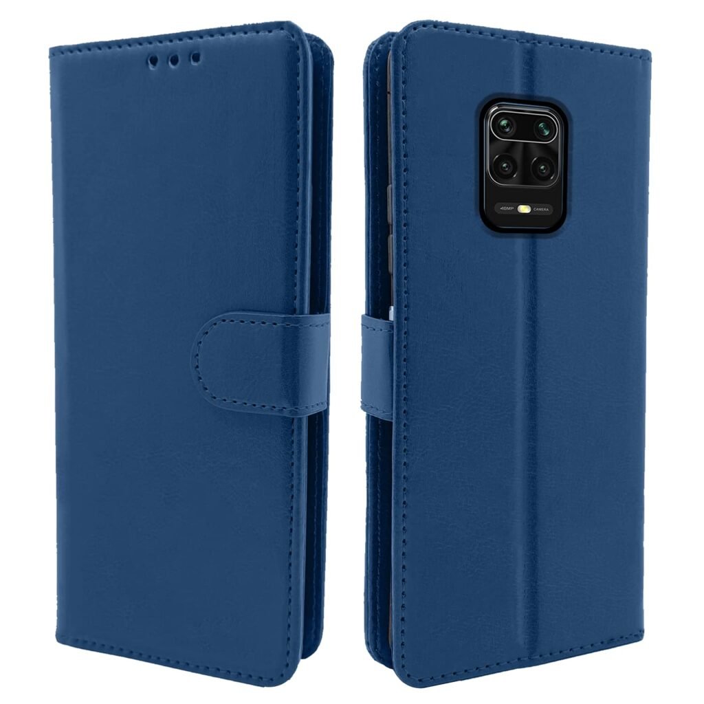 Redmi Note 9 Pro/Note 9 Pro Max/Poco M2 Pro/Redmi Note 10 Lite Flip Cover Leather Finish | Inside TPU with Card Pockets | Wallet Stand | Complete Protection Flip Case (Blue)