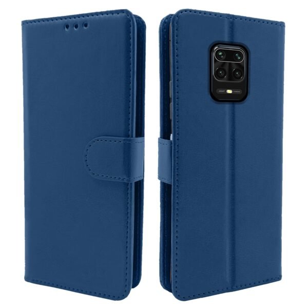 Redmi Note 9 Pro/Note 9 Pro Max/Poco M2 Pro/Redmi Note 10 Lite Flip Cover Leather Finish | Inside TPU with Card Pockets | Wallet Stand | Complete Protection Flip Case (Blue)