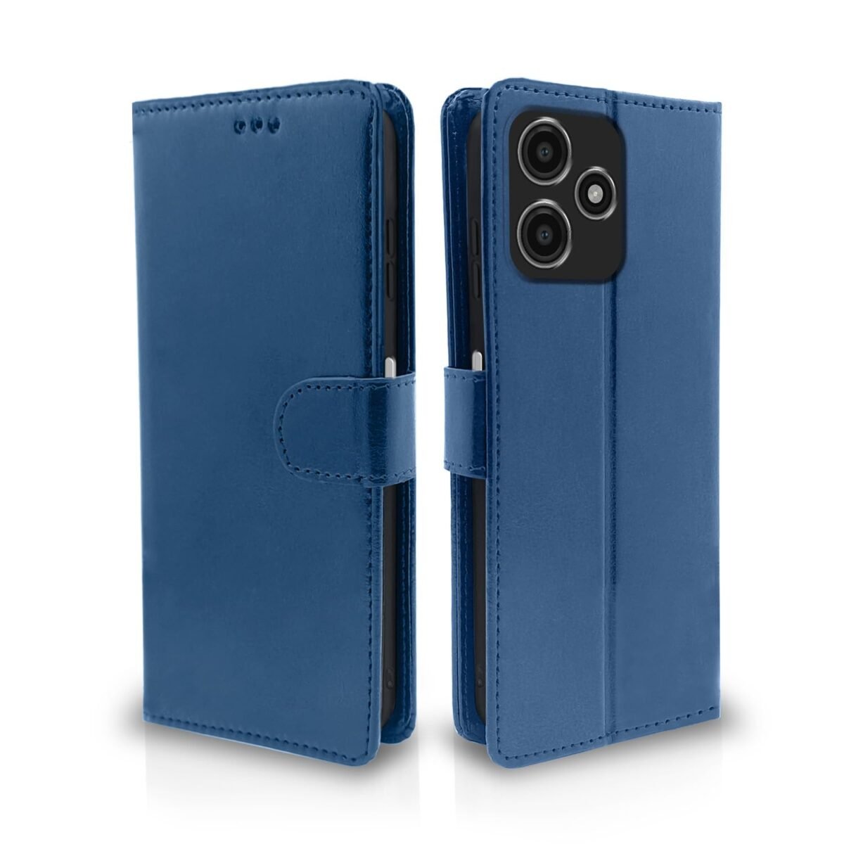 Mi Redmi 12 5G / Poco M6 Pro 5G Flip Cover Leather Finish | Inside TPU | Wallet Stand and Shock Proof | Flip Case for Mi Redmi 12 5G / Poco M6 Pro 5G (Blue)