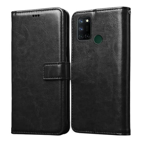 Flip Cover for Realme 7i / Realme C17 | Premium Leather Finish | Inbuilt Pockets & Stand | Flip Case for Realme 7i / Realme C17 (Black)