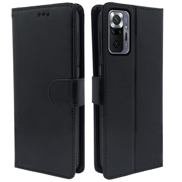 Mi Redmi Note 10 Pro/Note 10 Pro Max Flip Case | Vintage Leather Finish | Inside TPU | Wallet Stand | Magnetic Closing | Flip Cover for Mi Redmi Note 10 Pro/Note 10 Pro Max (Black)