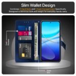 Shock Proof Flip Cover Back Case Cover for Vivo Y200e 5G | Vivo T3 5G (Flexible | Leather Finish | Card Pockets Wallet & Stand | Blue)