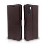 Flip Cover Leather Finish | Inside TPU with Card Pockets | Wallet Stand and Shock Proof | Complete Protection Flip Case for Oppo F15(Coffee)