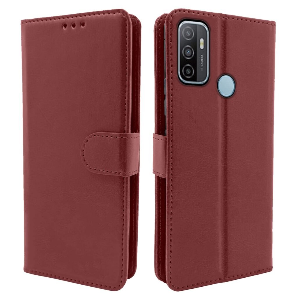 Oppo A53 Leather Flip Cover Wallet Case for Oppo A53 (Brown)