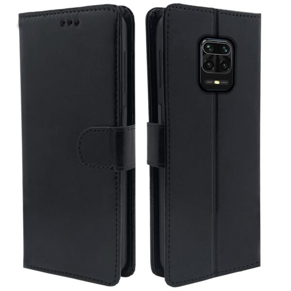 Redmi Note 9 Pro/Note 9 Pro Max/Poco M2 Pro/Redmi Note 10 Lite Flip Cover Leather Finish | Inside TPU with Card Pockets | Wallet Stand | Complete Protection Flip Case (Black)