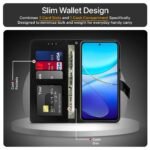 Shock Proof Flip Cover Back Case Cover for Vivo Y200e 5G | Vivo T3 5G (Flexible | Leather Finish | Card Pockets Wallet & Stand | Black)