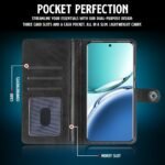 Shock Proof Flip Cover Back Case for Oppo F27 Pro Plus 5G (Magnetic Button Flip Case | Wallet Pockets & Stand | Leather Finish | Haze Black)