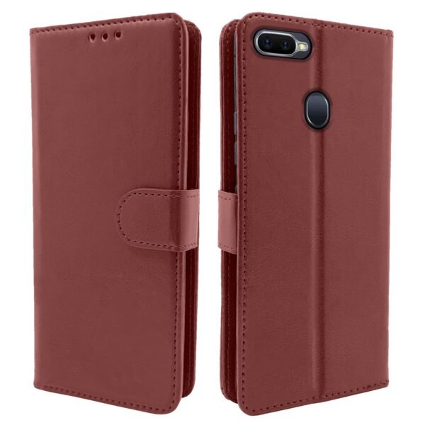 Oppo F9/F9 Pro/A5/A5S /A7/A11K /A12/ Realme 2/2 Pro/Realme U1 Flip Cover Magnetic Leather Wallet Case Shockproof Tpu for Oppo F9/F9 Pro/A5/A5S /A7/A11K /A12/ Realme 2/2 Pro/Realme U1 (Brown)