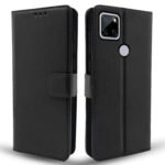 Realme C12 / Realme Narzo 20 / Narzo 30A / Realme C25 Flip Case Leather Finish | Inside TPU | Wallet Stand and Shock Proof | Magnetic Closing | Complete Protection Flip Cover (Black)