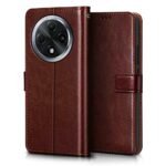 Shock Proof Flip Cover Back Case Cover for Oppo F27 Pro Plus 5G (Flexible | Leather Finish | Card Pockets Wallet & Stand | Chestnut Brown)