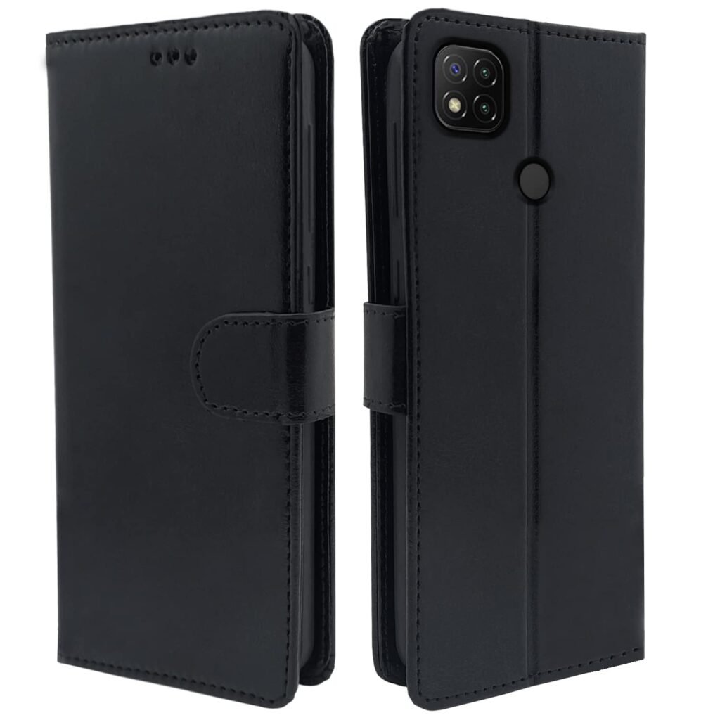 Mi Redmi 10A/10A Sport/Redmi 9/Redmi 9C/9 Activ/Poco C31 Flip Case|Vintage Leather Finish|Inside TPU|Wallet Stand|Magnetic Closing|Flip Cover for Mi Redmi/Poco C31(Black)