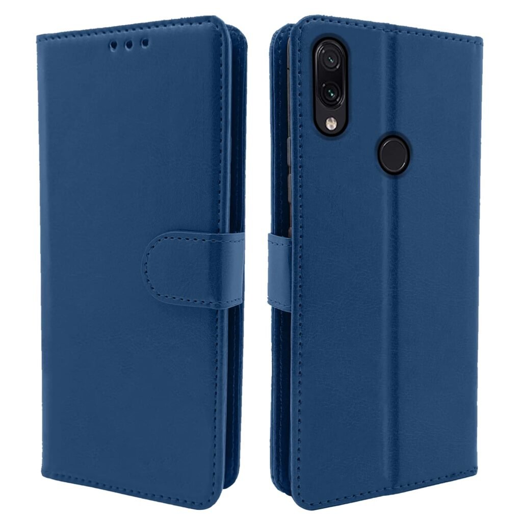 Flip Cover Leather Finish | Inside TPU with Card Pockets | Wallet Stand and Shock Proof | Complete Protection Flip Case for Redmi Note 7 Pro/Note 7 / Note 7s (Blue)