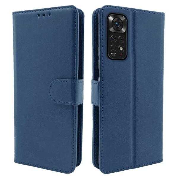 Mi Redmi Note 11 / Note 11s Flip Cover | PU Leather Finish | 360 Protection | Wallet & Stand | Strong Magnetic Flip Case for Mi Redmi Note 11 / Note 11s (Blue)