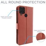 Realme C15 Flip Cover Magnetic Leather Wallet Case Shockproof TPU for Realme C15 (Brown)