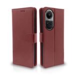 Oppo Reno 10 Pro 5G Flip Cover Leather Finish | Inside TPU with Card Pockets | Wallet Stand and Shock Proof | Complete Protection Flip Case (Brown)