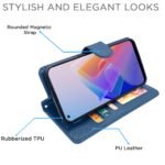 Oppo F21 Pro 5G / F21s Pro 5G Flip Case Leather Finish | Inside TPU with Card Pockets | Wallet Stand and Shock Proof | Magnetic Closing | Complete Protection Flip Cover (Blue)