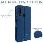 Leather Magnetic Vintage Flip Wallet Case Cover for Vivo Y12 / Y15 / Y17 / U10 (Blue)