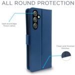 Samsung Galaxy A54 5G Flip Cover Leather Finish | Inside TPU with Card Pockets | Wallet Stand and Shock Proof | Complete Protection Flip Case (Blue)