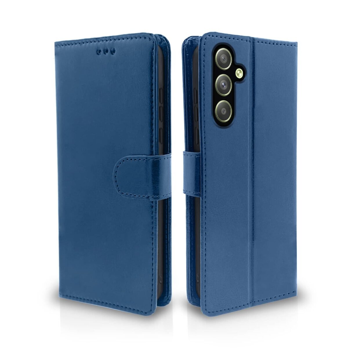 Samsung Galaxy A54 5G Flip Cover Leather Finish | Inside TPU with Card Pockets | Wallet Stand and Shock Proof | Complete Protection Flip Case (Blue)