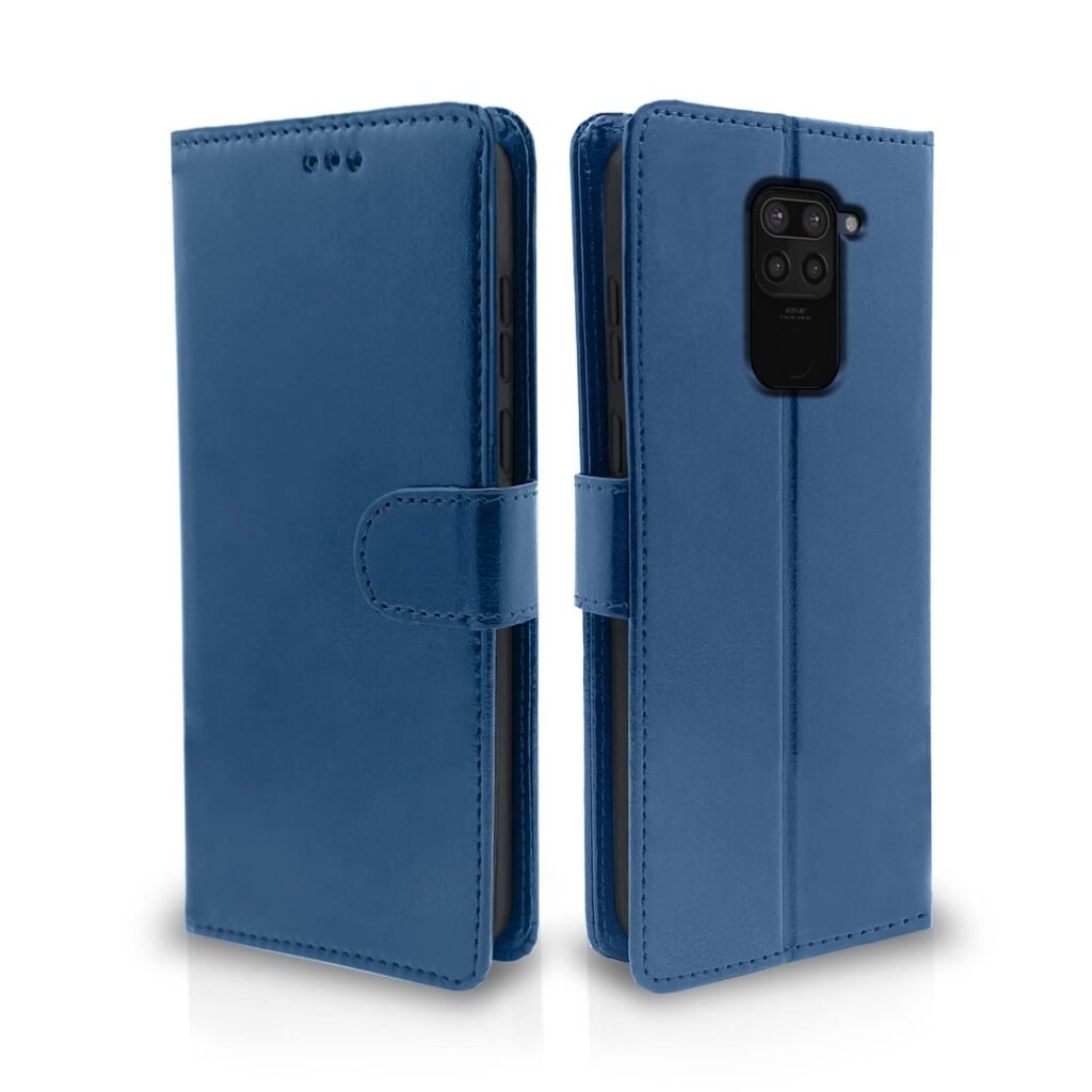 Redmi Note 9 Flip Cover Magnetic Leather Wallet Case Shockproof TPU for Redmi Note 9 (Blue)