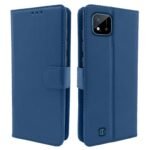 Realme C20 Flip Case Leather Finish | Inside TPU with Card Pockets | Wallet Stand and Shock Proof | Magnetic Closing | Complete Protection Flip Cover for Realme C20 (Blue)