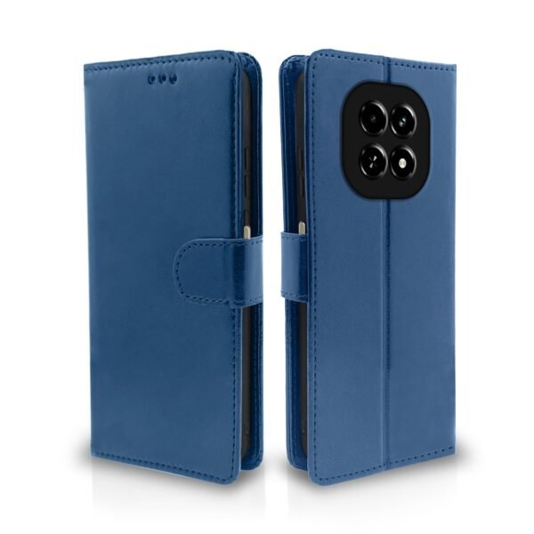 Flip Cover Leather Finish | Inside TPU with Card Pockets | Wallet Stand and Shock Proof | Complete Protection Flip Case for Realme C63 5G (Blue)