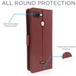 Redmi 6 Flip Cover Leather Finish | Inside TPU with Card Pockets | Wallet Stand and Shock Proof | Complete Protection Flip Case (Brown)