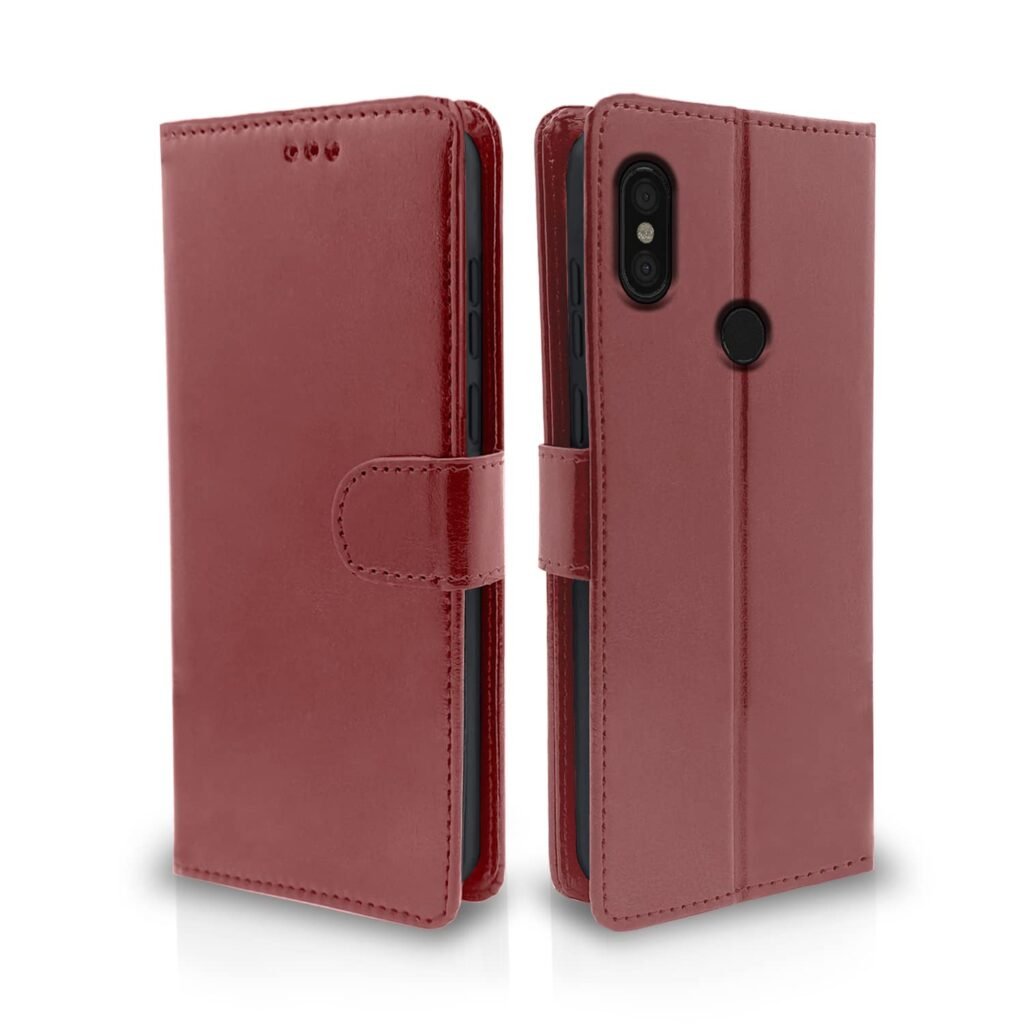 Redmi Note 6 Pro Flip Cover Magnetic Leather Wallet Case Shockproof TPU for Redmi Note 6 Pro (Brown)