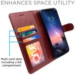 Redmi Note 6 Pro Flip Cover Magnetic Leather Wallet Case Shockproof TPU for Redmi Note 6 Pro (Brown)