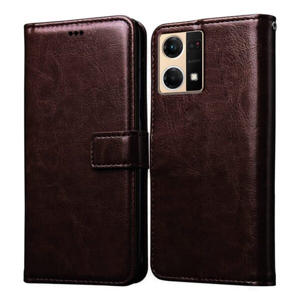 Flip Cover for Oppo F21 Pro 4G | Premium Leather Finish | Inbuilt Pockets & Stand | Flip Case for Oppo F21 Pro 4G (Coffee)