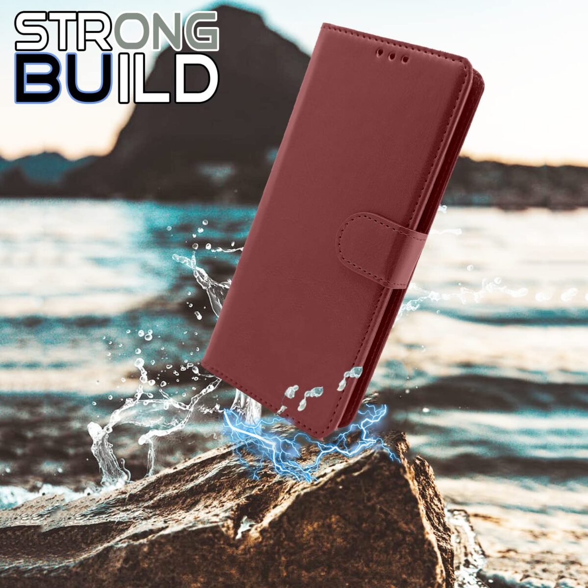 Oppo A54 Flip Cover | PU Leather Finish | 360 Protection | Wallet & Stand | Strong Magnetic Flip Case for Oppo A54 (Brown)