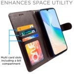 Vivo T1 5G / Vivo Y75 5G / IQOO Z6 5G Flip Case Leather Finish | Inside TPU with Card Pockets | Wallet Stand and Shock Proof | Magnetic Closing | Complete Protection Flip Cover (Coffee)