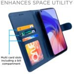 Oppo A55 Flip Case Leather Finish | Inside TPU with Card Pockets | Wallet Stand and Shock Proof | Magnetic Closing | Complete Protection Flip Cover (Blue)