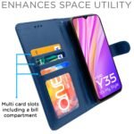 Vivo Y35 Flip Case Leather Finish | Inside TPU with Card Pockets | Wallet Stand and Shock Proof | Magnetic Closing | Complete Protection Flip Cover for Vivo Y35 (Blue)