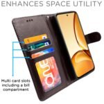 Flip Cover Leather Finish | Inside TPU with Card Pockets | Wallet Stand and Shock Proof | Complete Protection Flip Case for Realme C63 5G (Coffee)