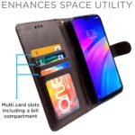 Redmi 7 / Y3 Flip Cover Leather Finish | Inside TPU with Card Pockets | Wallet Stand and Shock Proof | Complete Protection Flip Case (Coffee)