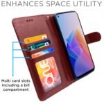 Oppo F21 Pro 5G / F21s Pro 5G Flip Case Leather Finish | Inside TPU with Card Pockets | Wallet Stand and Shock Proof | Magnetic Closing | Complete Protection Flip Cover (Brown)